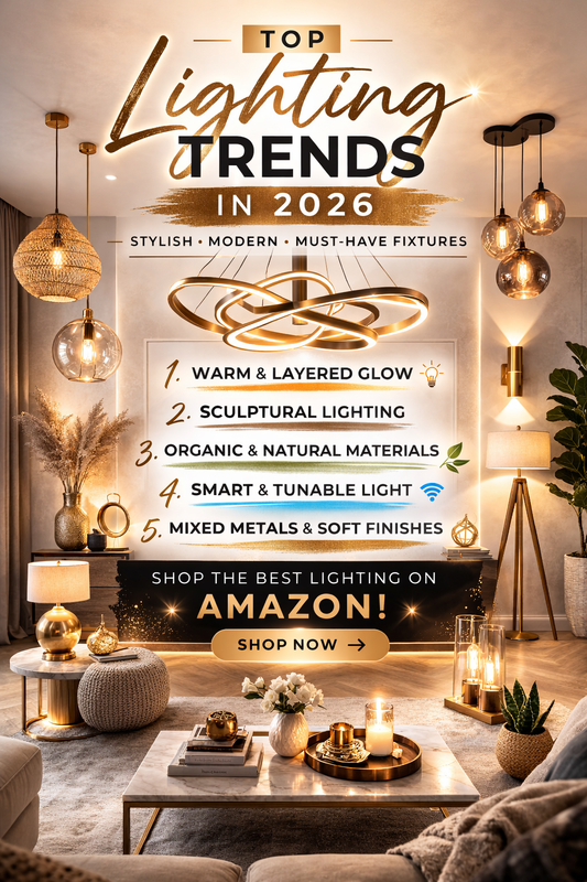 Lighting trends 2026 rattan pendant, gold pendant smart lighting