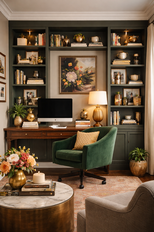 Modern maximalist home office for zoom 