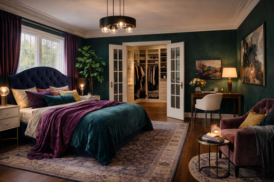 Maximalist home decor for wellness, relaxing bedroom