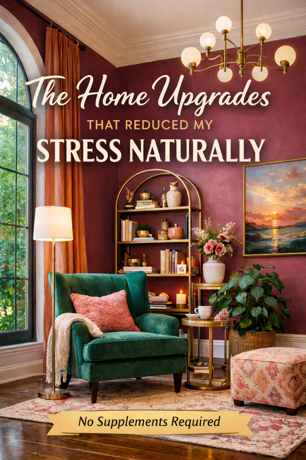 Calming corner with maximalist home decor 